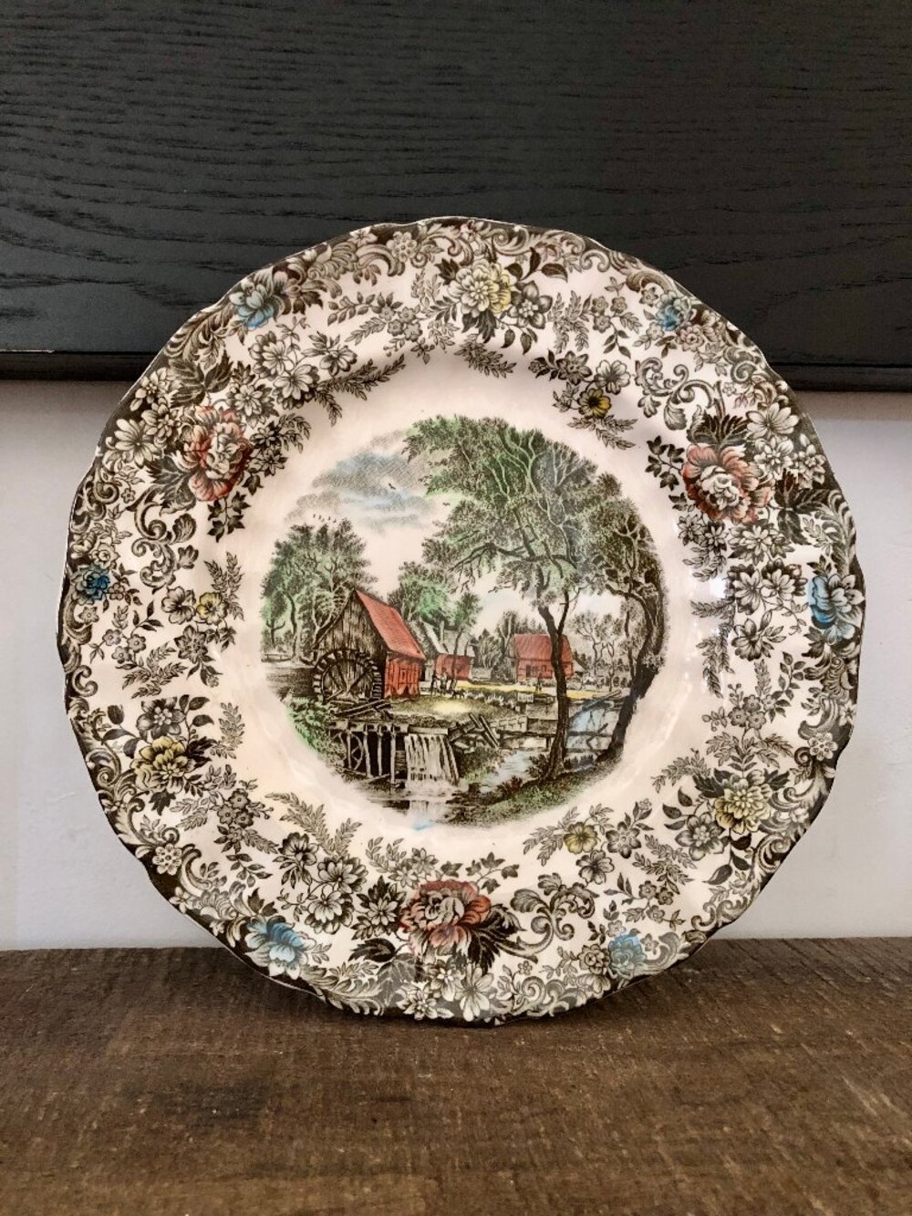 Vintage Mill Stream Dinner Plate Made in England by Johnson Bros, 10 inch